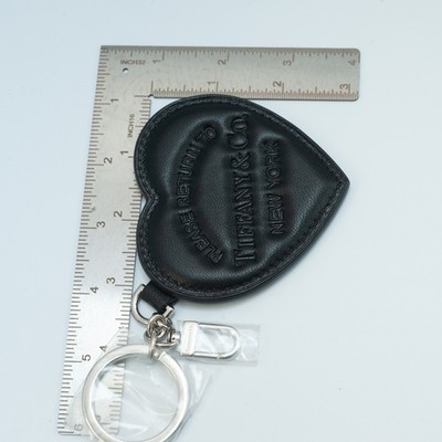 TIFFANY & CO. Please Return To Tiffany Black Leather Keychain New
