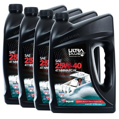 ULTRA 1PLUS SAE 25W-40 Synthetic Blend 4T Marine Engine Oil 4 Gallon (16 QTS) 