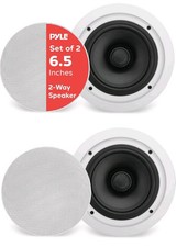 Pyle 2 Pack 6.5 70V Ceiling Mount Speakers 2Way Midbass Woofer 1" Titanium Dome
