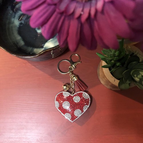 Popfizzy Polka Dot Heart Keychain, Purse Charm, Valentine's Day Gift for Her - Picture 4 of 9