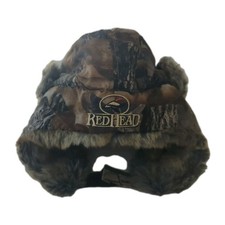 Red Head For YOUTH Hunting Camo Trapper Hat Realtree Hardeoods Faux Fur Bass Pro