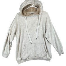 Aerie Sherpa Lined Fleece Hoodie Oatmeal Heathered Size S P