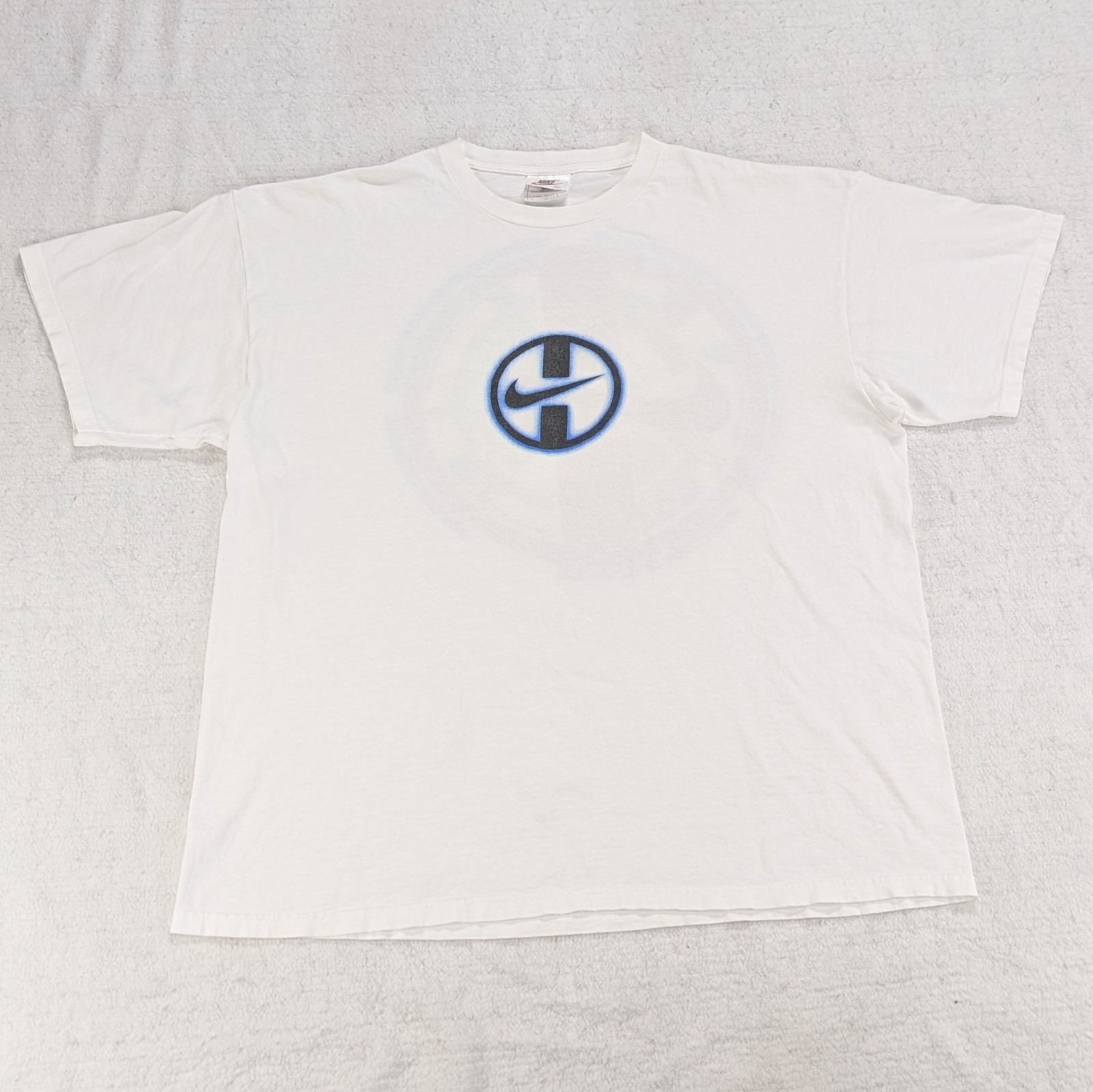 Vtg RARE 90s Nike T-Shirt Men's XL White Plasma Neon Center Big Swoosh Logo USA image 3