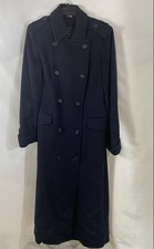 Vintage 80s Burberrys Lambswool Double Breasted Navy Trench Coat Sz 8 Regular