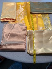Fabric Remnant Lot of 6 Shades of Gold, Satins, Brocades