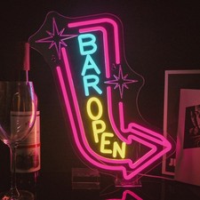 Lucunstar Bar Open Neon Sign Colorful LED Bar for Wall Decor Dimmable USB Pow...