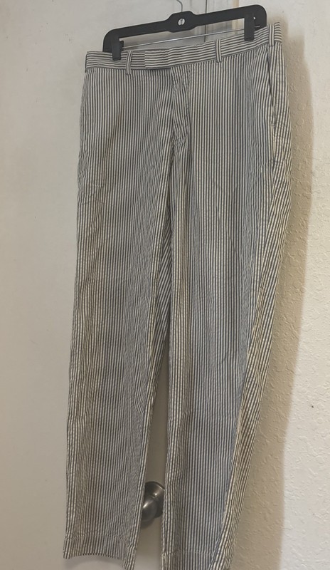New Polo Ralph Lauren Blue Cotton Seersucker Slacks Pants 32 X 29 Flat Front