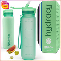 Trinkflasche 1L Bpa-Frei Mit Strohhalm Zeitmarkierung Auslaufsicher Sport