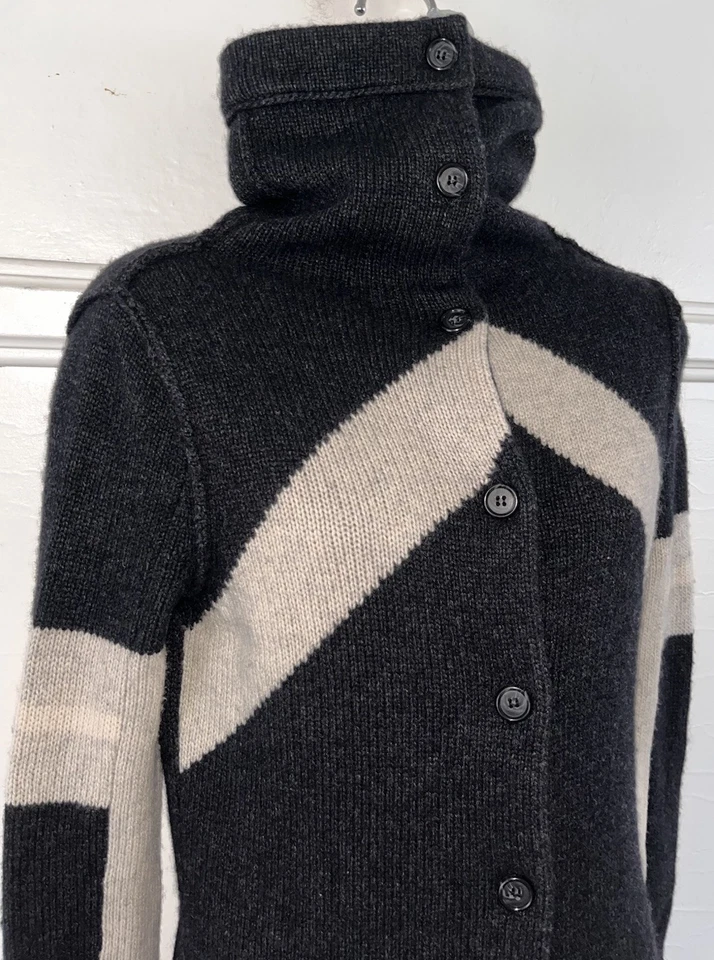 Cárdigan James Perse Suéter Plumero Cuello Embudo Lana Cachemira Gris Talla 1 Pequeño Foto 2 de 4