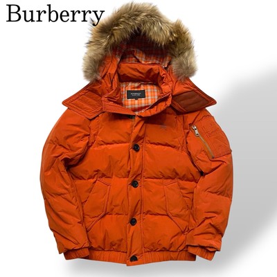 Burberry Black Label Down Jacket Size M Fur orange men's hooded Nova Check
