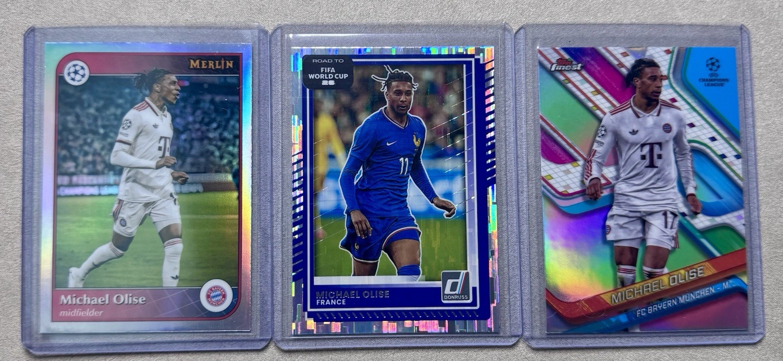 Michael Olise 3 Card Refractor Lot Merlin Finest Donruss France Bayern Munich