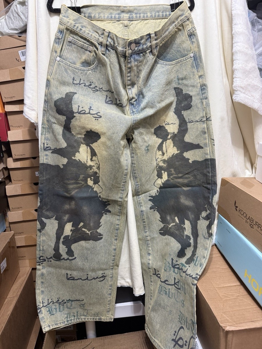 NEW Bringbackthesun Wild West Wide Leg Jeans Baggy Vintage Wash