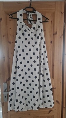 Neckholder Kleid weiß mit Punkten Gr. S