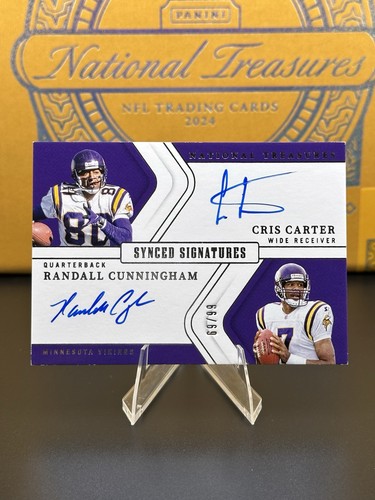 2024 National Treasures Synced Signatures Cris Carter And Randall Cunningham /99