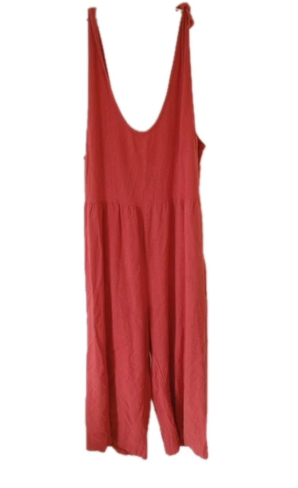 Mono para mujer Lagenlook grande mezcla de lino naranja cremallera lateral informal bohemio Foto 3 de 4