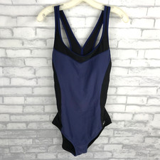 Speedo Womens Racerback Athletic Swimsuit Size L Sport Competition Black/Blue