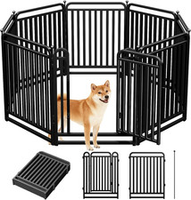Heavy Duty 40" Metal Dog Playpen - 8 Panels for Indoor/Outdoor Use