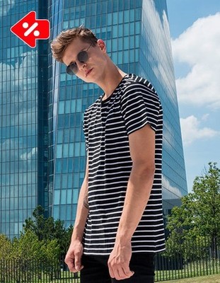 Stripe Tee Build Your Brand  M - XXL  Black/White BY073 (C)