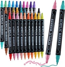 30 Colors Waterproof Dual Tip Acrylic Paint 1 Count Pack of 30 , Multicolor
