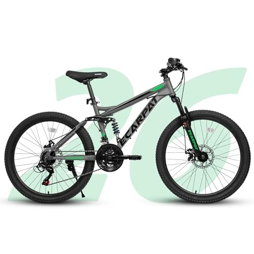 ECARPAT Mountain Bike 26" 21 Speed Dual Suspension - Gray/Gr
