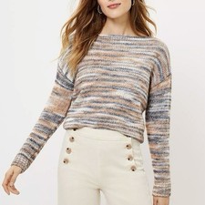 Ann Taylor LOFT Sweater XS Wool Blend Spacedye Boat Neck