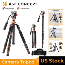 K&F Concept 68" Carbon Fiber Tripod Video Tripod w/ Fluid Head Load Capacity 8kg