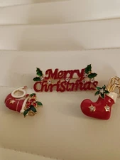3 Piece christmas brooch Set Kids Teens Adults  Unisex Christmas Theme Metal