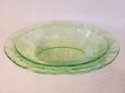 Vtg Green Depression Uranium Glass Jeannette Floral "Poinsettia" Bowl Oval 9"
