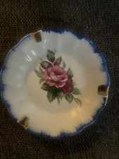 Vintage Victoria Style Porcelain Ladies Ashtray Flower Pattern Japan Preowned