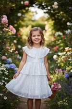 New Easter Girls Sequin Dress Party Fairy White Silver 5 6 Wulful Princess NWT