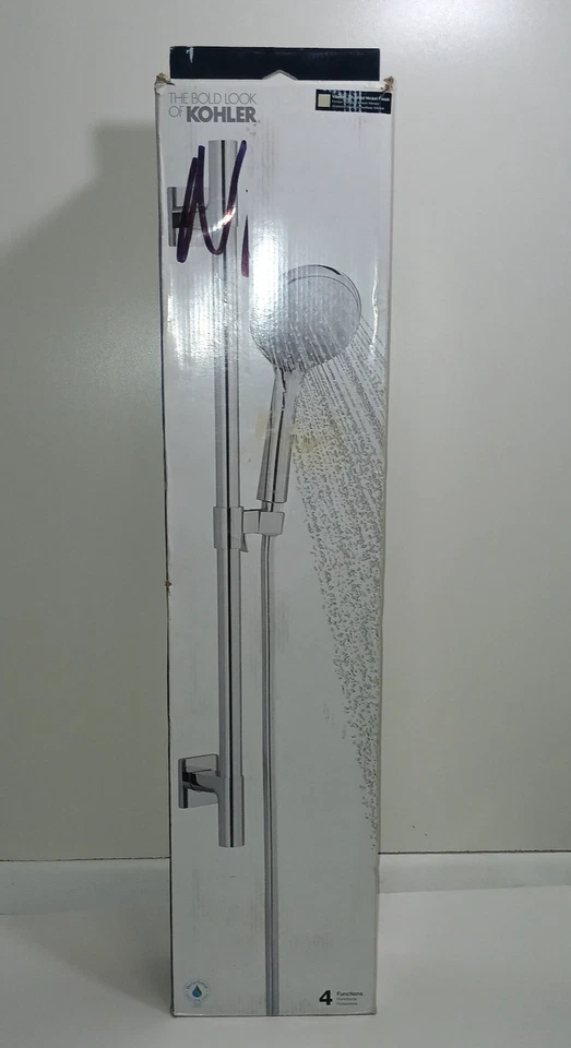 Kit de barra deslizante Kohler Deluxe 4-Spray con ducha de mano cromo pulido Foto 3 de 4