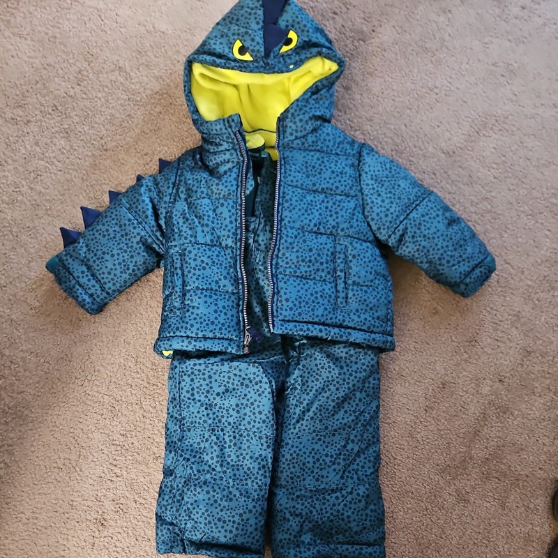Carter's Dinosaur Boys 2 Piece Jacket Snowsuit size 18 month green