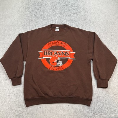 Vintage Cleveland Browns Sweatshirt Men's Size Large Brown NFL Crewneck Sweater