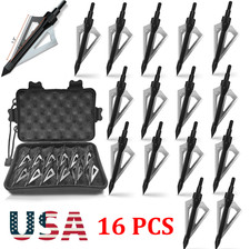 16pcs 100Grain Archery Broadheads 3 Fixed Blade Crossbow Arrow Heads Arrow Tips