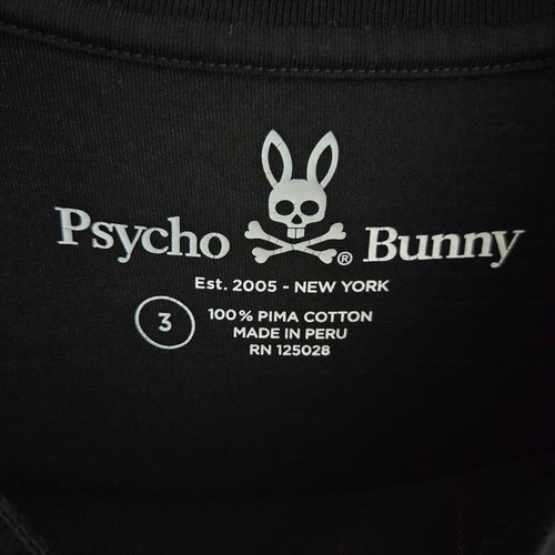 Psycho Bunny T-shirt Black Long Sleeve Pima Cotton Logo Size 3 XS - Picture 3 of 6
