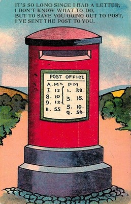 WRITE SOON - POST BOX - COMEDY HUMOUR POSTAL - POSTCARD