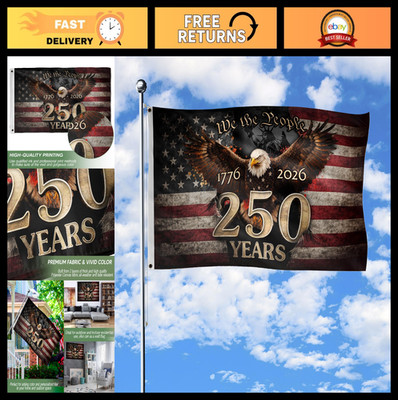 250th Anniversary USA Flag 3x5 Ft, Double-Sided Patriotic Eagle Design, 1776-202