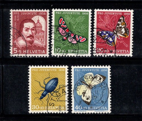 Schweiz 1956 Mi. 632-636 gebraucht 100% Pro Juventute, Schmetterlinge, berühmte Figuren