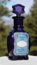 Antique Heart Perfume Co. Purple Los Angeles Cal Bottle With Glass Stopper