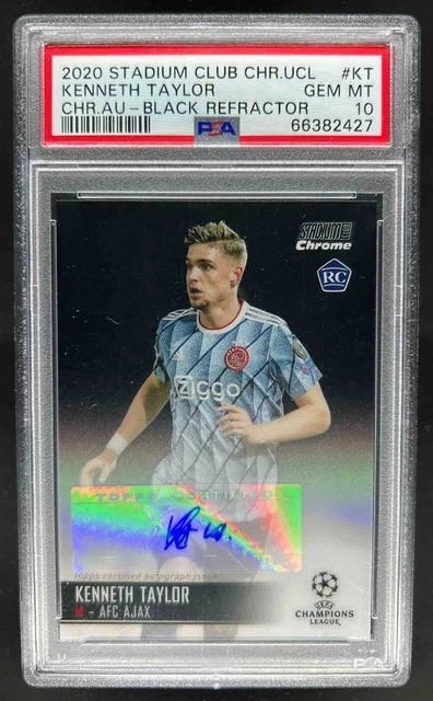 2020 Stadium Club Chrome UEFA Kenneth Taylor Auto Black Refractor #/10 PSA 10