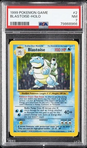 1999 POKEMON GAME #2 BLASTOISE-HOLO PSA 7