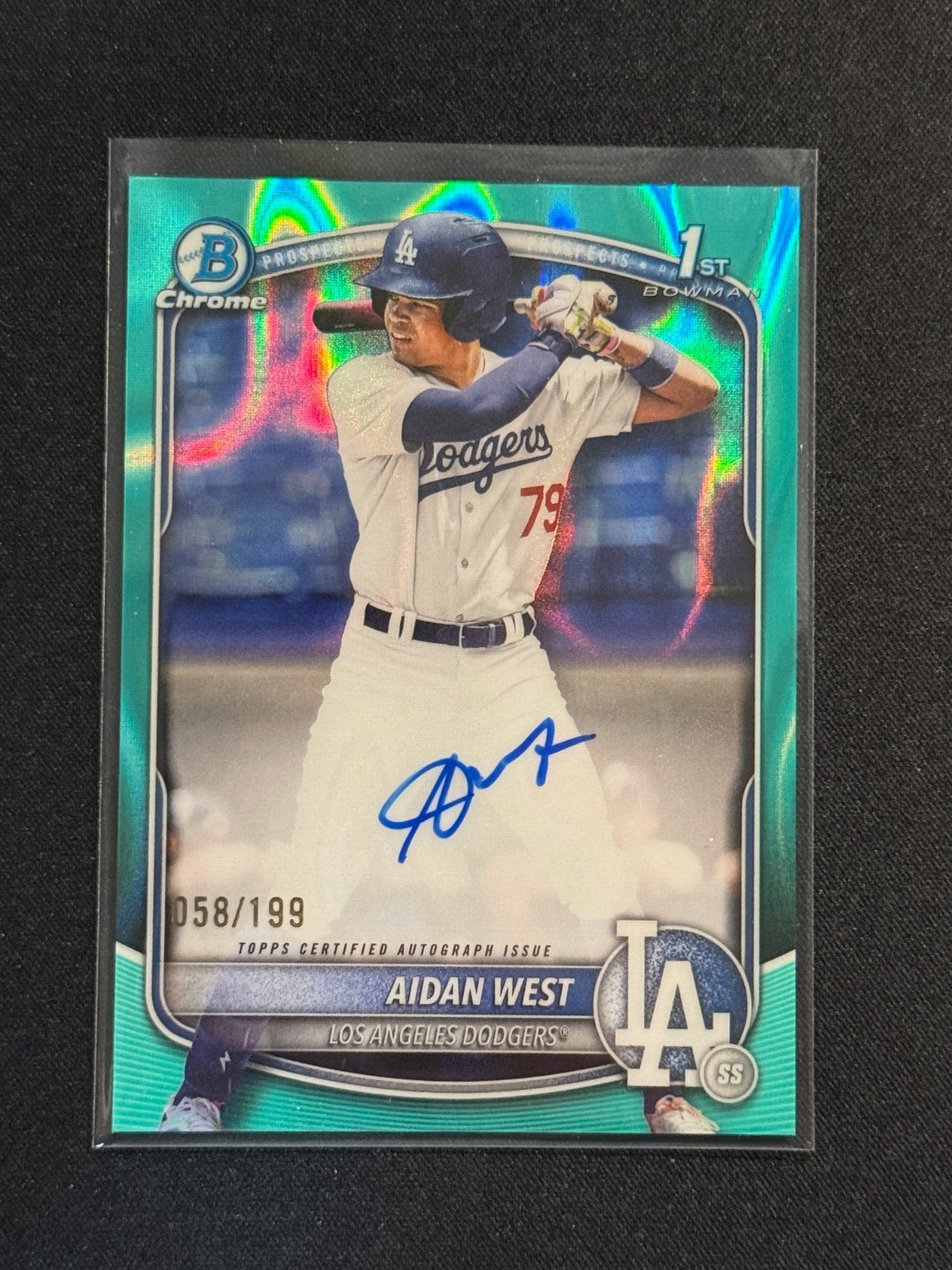 2025 Bowman Draft Chrome CPA-AWE AIDAN WEST 1st Auto /199 Aqua Lava Refractor
