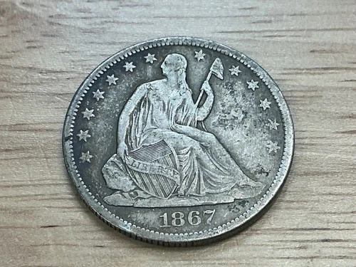 1867 S seated liberty half dollar