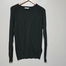 J.Lindeberg Noah Wool Silk Sweater Mens Small Green Crewneck Lightweight Knit