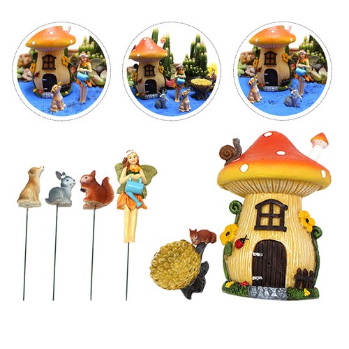 6pcs Mushroom House Fairy Bonsai Decorazioni Ornamento in miniatura per giardino - Zdjęcie 1 z 12