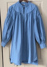 Ulla Johnson Dress Size 8 Blue Baby Doll Ruffles Buttons Pleated