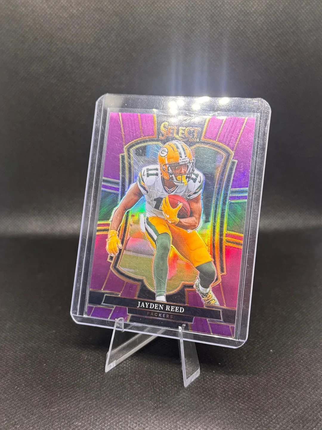 Jayden Reed 2025 Select Premier Level Purple /75 #166 Green Bay Packers SP