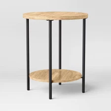 Wood and Metal Round Dorm End Table Natural Finish - Room Essentials