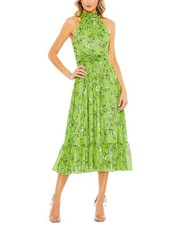 Mac Duggal Floral Print Halter Neck A-Line Dress Women's