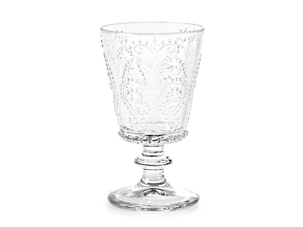 H&H 4 Glass Goblets Garden In Transparent Worked Glass 25 Cl